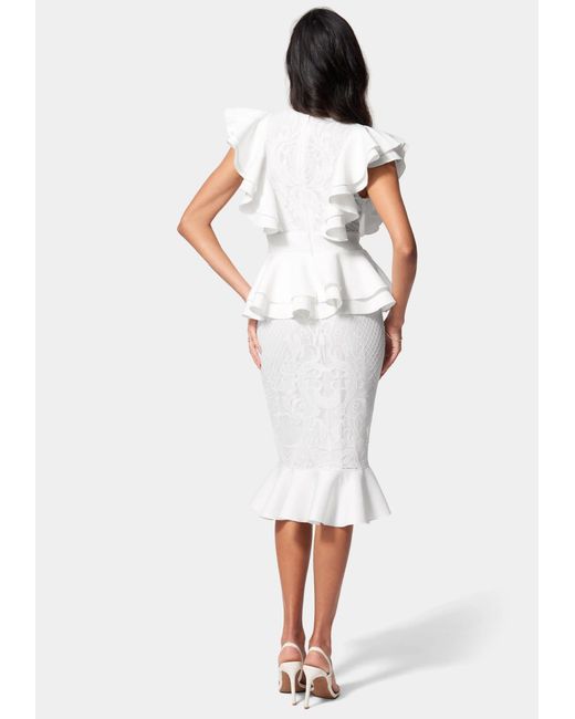 Zipper Detailed Peplum Dress - White - Wholesale Womens Clothing Vendors  For Boutiques