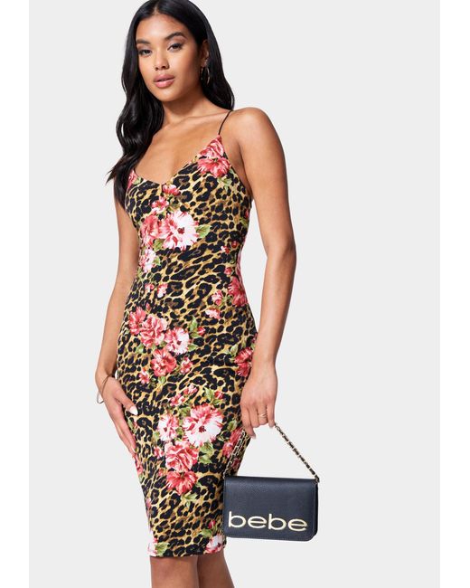 Bebe Synthetic Printed Knit Dress Lyst