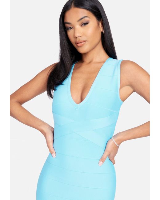 Bebe Bandage Midi Dress in Blue Lyst