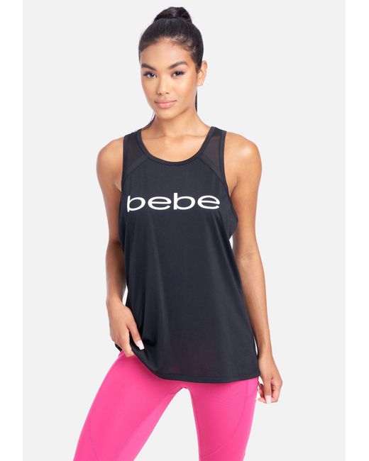 Bebe Performance Logo Tank Top In Black Lyst