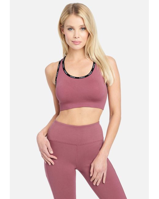 Bebe Synthetic Sport Mini Logo Sports Bra In Antique Rose Purple Lyst