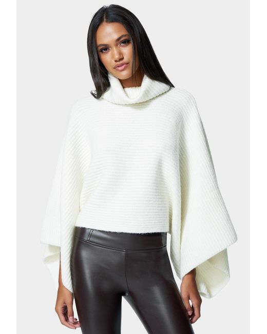 Bebe Oversized Mock Neck Sweater in White | Lyst UK