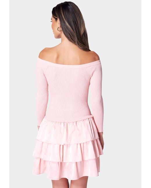 Bebe off the shop shoulder bell sleeve dress