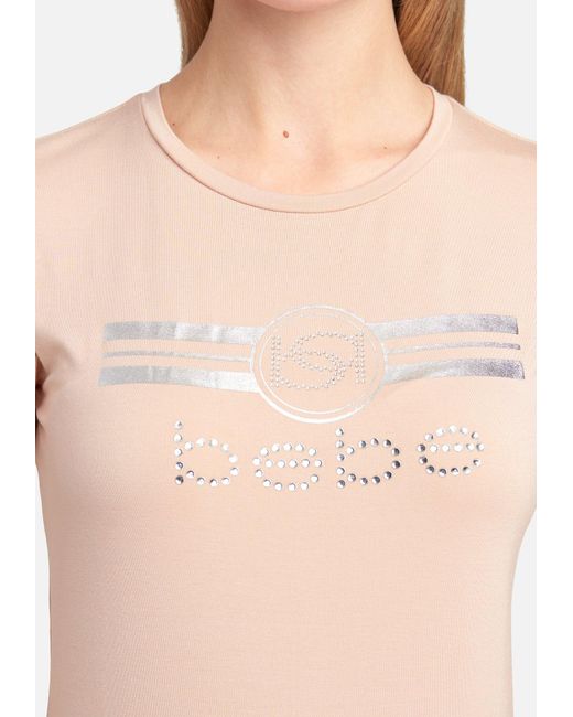 Bebe Logo Foil Rhinestone Tee Shirt In Pink Lyst
