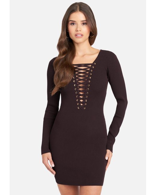 lace up sweater dress