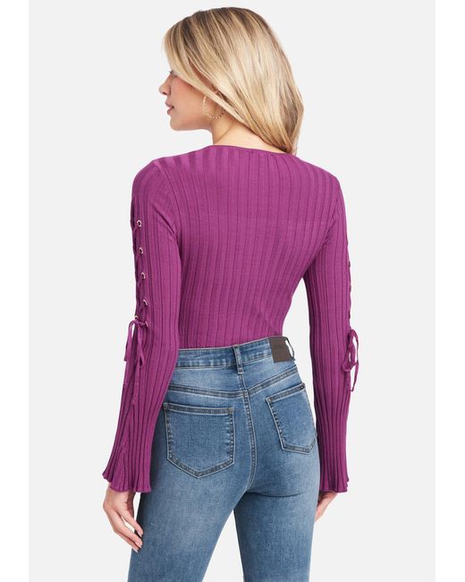 Bebe Scoop Neck Lace Up Bell Sleeve 