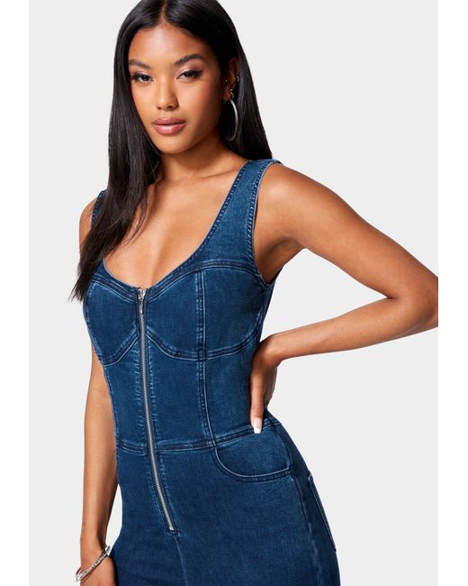 Cropped Denim Jumpsuit with Button Front and Belt – Sugar + Style