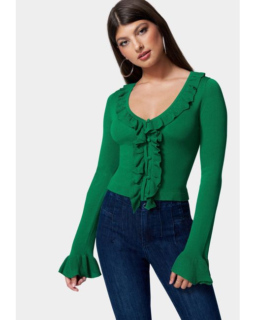 Ruffle Cropped Sweater Cardigan 