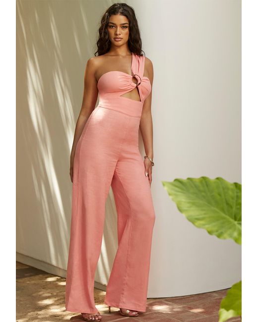 Bebe pink jumpsuit hotsell