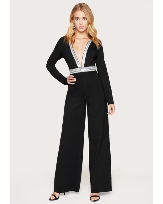 black deep v jumpsuit
