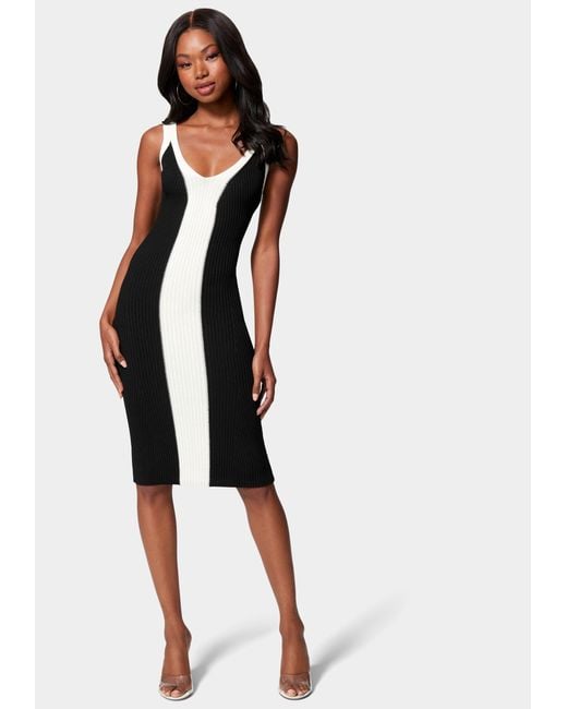 Cocktail Dress, Black and White Color Block Dress