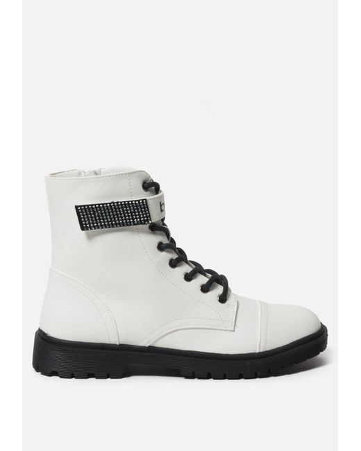 Bebe Synthetic Dayani Combat Boots in White - Lyst