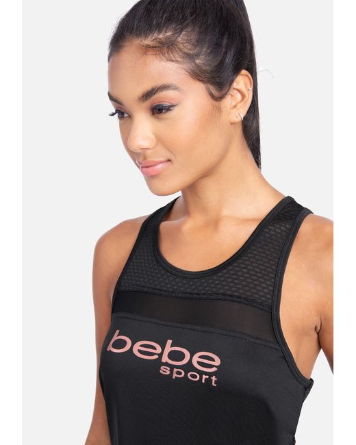 Bebe Synthetic Sport Mesh Trim Hi Lo Tank Top In Black Lyst Bebe Synthetic Sport Mesh Trim Hi Lo Tank Top In Black Lyst