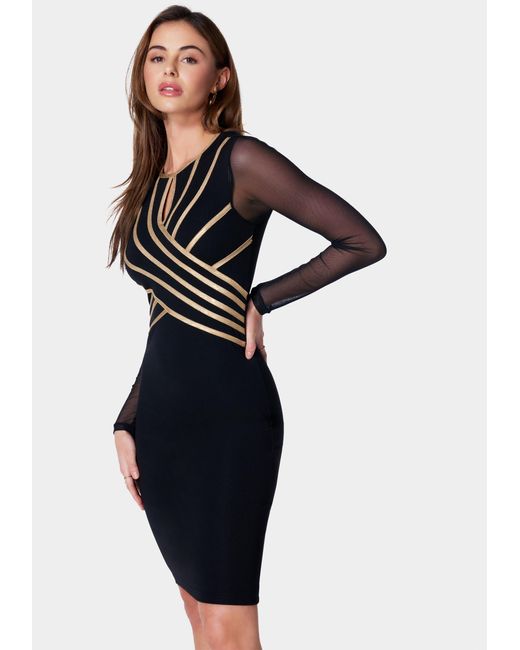 Bebe Knit Metallic Keyhole Dress in Blue Lyst UK