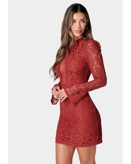 Bebe red lace dress sale