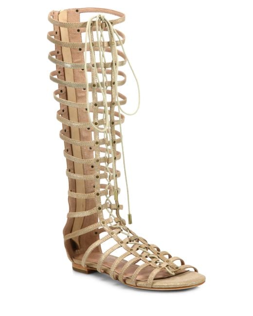 gold lace up gladiator heels