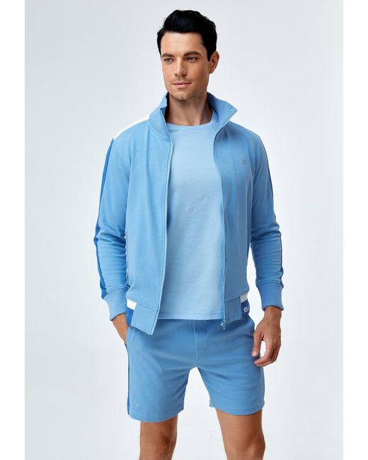 Bellemere Men's Cotton Cashmere Full Zip Hoodie - Blue