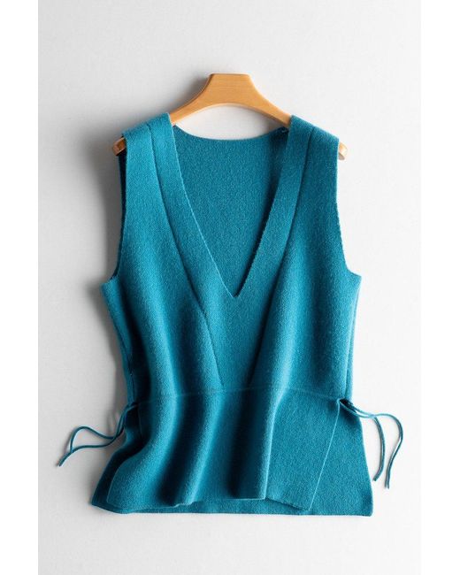 Bellemere New York Blue 100% Wool Sweater Vest