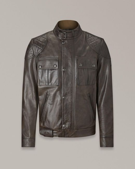 Belstaff Gray Brooklands Motorcycle Jacket for men