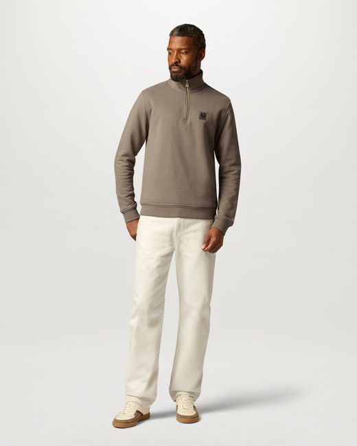 Belstaff Natural Men's Quarter Zip Sweatshirt Cotton Fleece for men
