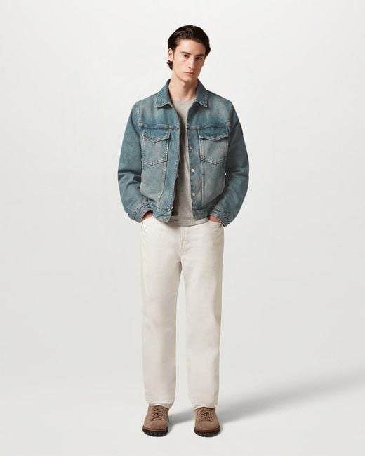 Belstaff Blue Men's Piston Trucker Jacket Washed Denim for men
