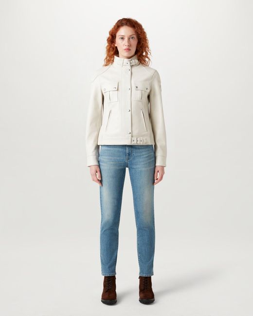 Belstaff Natural Gangster Jacket Matt Nappa Size Us 6
