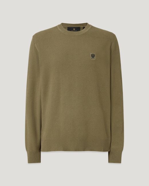 Belstaff Green Men's Coast Knitted Jumper Cotton Silk Pique for men