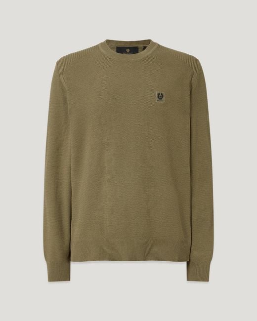 Belstaff Green Men's Coast Knitted Jumper Cotton Silk Pique for men