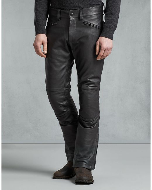 Belstaff Fender Leather Trousers in Black for Men - Lyst