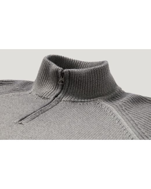 Belstaff Gray Men's Garment Dye Aspect Quarter Zip Merino Wool for men