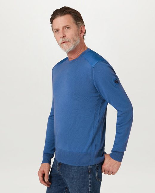Belstaff Blue Men's Kerrigan Crewneck Jumper Merino Wool for men