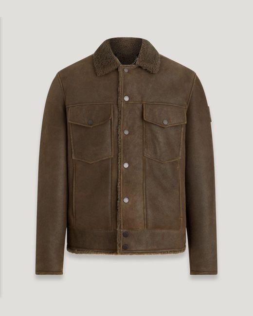 Belstaff Brown Piston Jacket Italian Merino Shearling for men