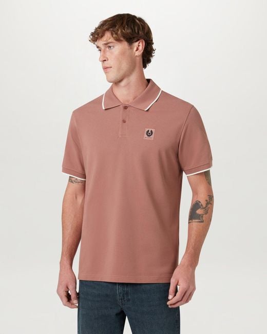 Belstaff Pink Tipped Polo for men