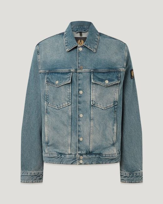 Belstaff Blue Men's Piston Trucker Jacket Washed Denim for men
