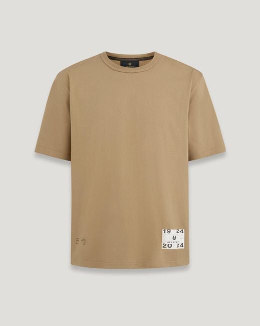T-shirt con etichetta applicata centenary di Belstaff in Natural da Uomo