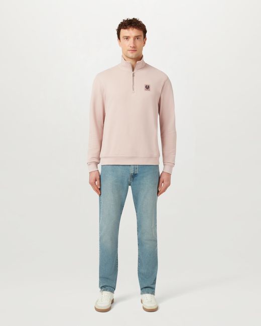 Belstaff Pink Men's Quarter Zip Sweatshirt Cotton Fleece for men