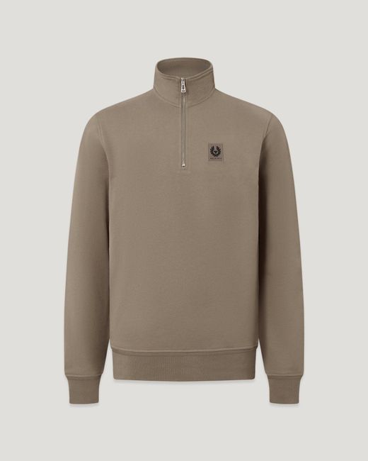 Belstaff Natural Men's Quarter Zip Sweatshirt Cotton Fleece for men