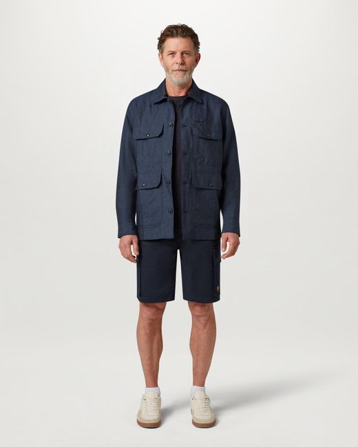 Belstaff Blue Men's Forge Jacket Tumbled Melange Linen for men