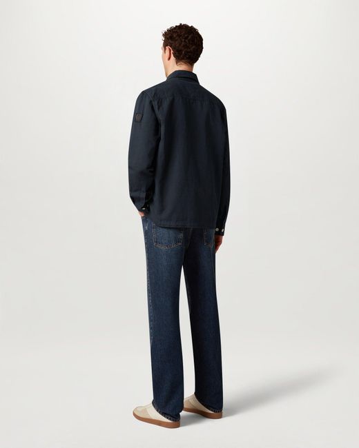 Belstaff Blue Men's Maritime Overshirt Garment Dye Cotton Linen for men