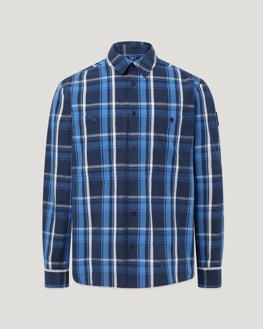Belstaff Blue Men's Fleet Shirt Cotton Check for men