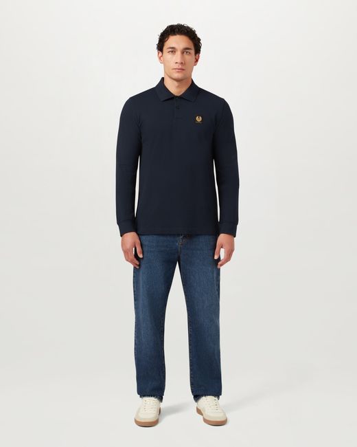 Belstaff Blue Men's Long Sleeved Polo Cotton Pique for men