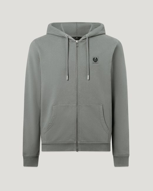 Belstaff Gray Men's Full Zip Hoodie Cotton Fleece for men