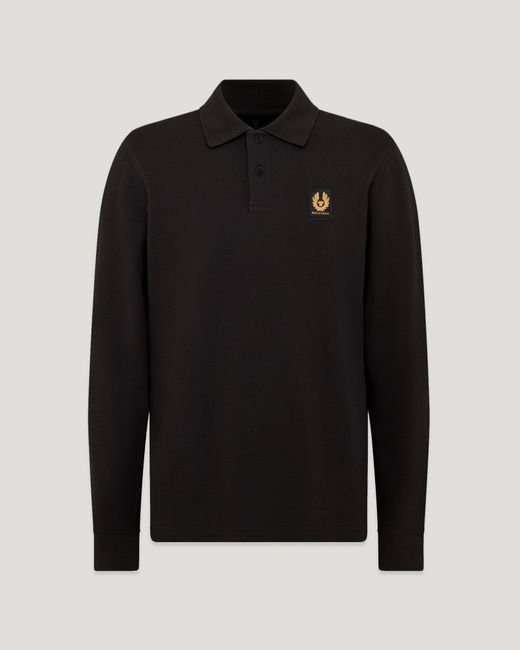 Belstaff Black Men's Long Sleeved Polo Cotton Pique for men