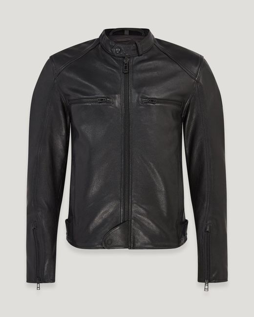 Belstaff Black Men's Broughton Motorcycle Jacket Calf Leather for men