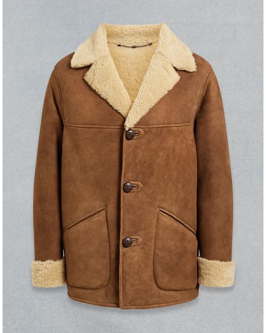 Belstaff Brown Shearling Car Coat for men