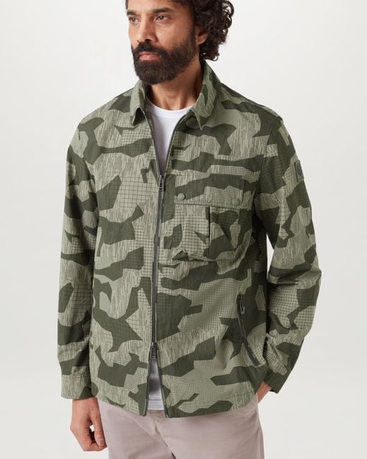 Belstaff Green Drome Overshirt Terrain Camo for men