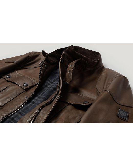 Belstaff Brown Men's Gangster Jacket Nubuck Leather for men