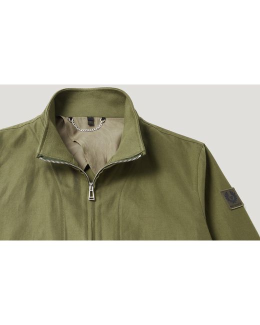 Belstaff Green Men's Helston Jacket Tailored Linen Cotton Twill for men