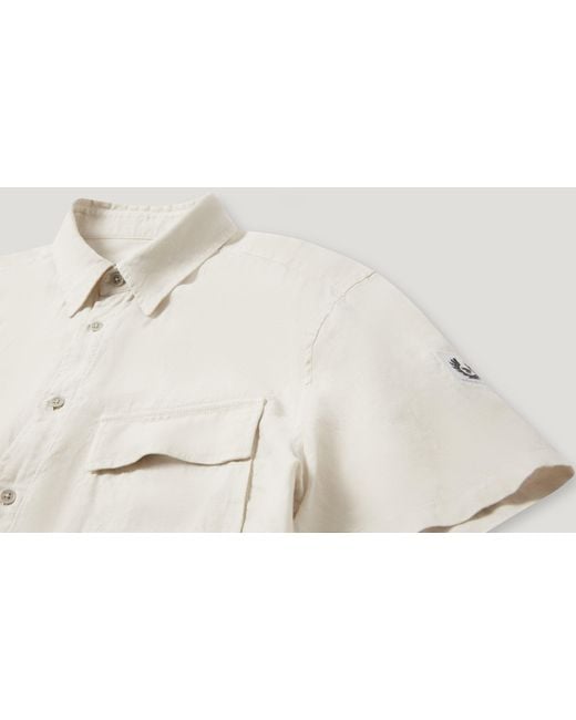 Belstaff Natural Men's Scale Short Sleeve Shirt Linen for men