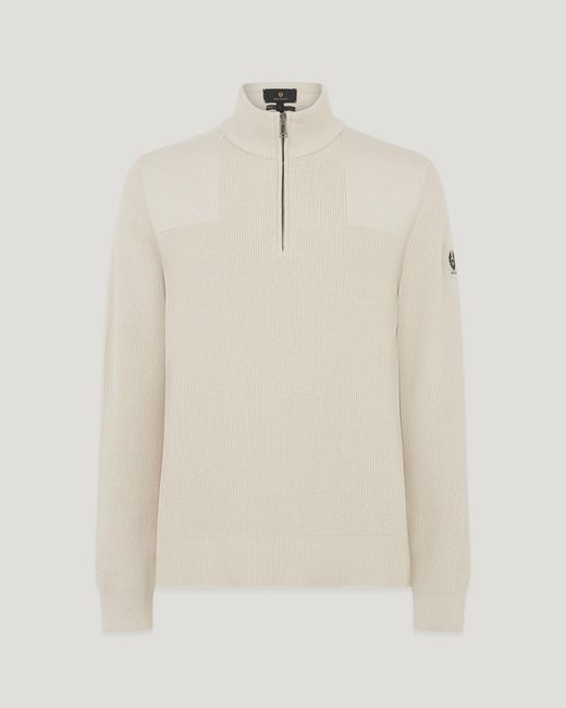 Belstaff Natural Commander Quarter Zip Jumper for men